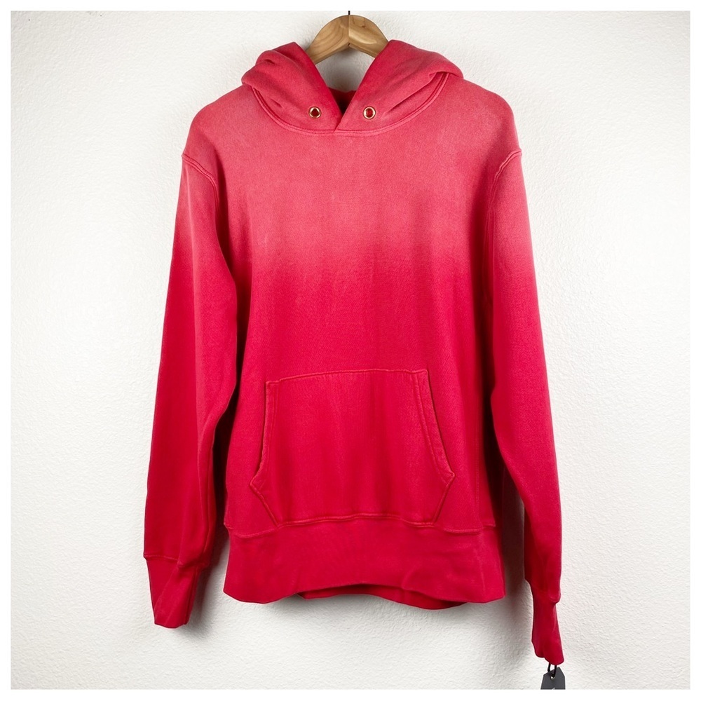 NWT‎ Les Tien Garment-Dyed Cotton-Jersey Hoodie in Red Size Small